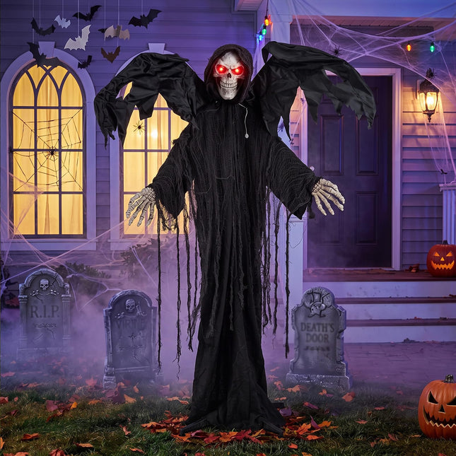 DREAMADE 5.5 FT Halloween Standing Grim Reaper with Red Eyes