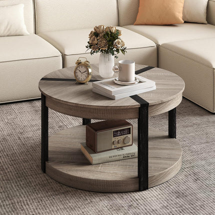 Dreamade 2 Tier Round Coffee for Living Room Reception Room