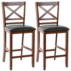 Dreamade Modern 25” Counter Height Dining Pub Stools with X-Shaped Backrest, Soft Cushion & Durable PU Seat