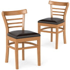 Dreamade Wooden Dining Chairs Set PU Leather Upholstered Kitchen Chair w/Rubber Wood Legs