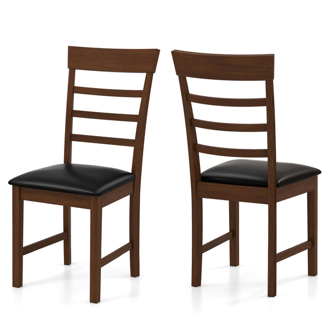 Dreamade Wooden Dining Chairs Set of 2/4, PU Leather Upholstered Kitchen Chairs w/Rubber Wood Frame