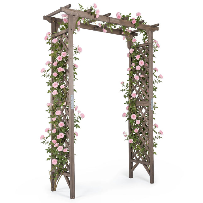 Dreamade 85" Wood Garden Arch Trellis with Flat Top for Climbing Plants