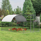 Dreamade Metal Chicken Coop, Galvanized Walk-in Chicken Run with Waterproof PE Cover, Dome
