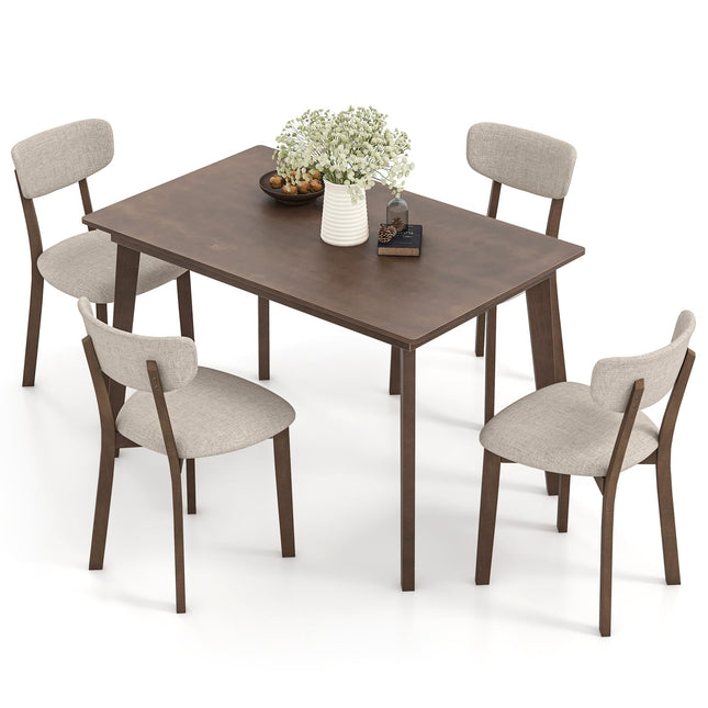 Dreamade 5-Piece Dining Table Set for 4, Kitchen Table Set with 48” Dinner Table, Padded Seat, Rubber Wood Legs