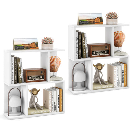 Dreamade 3-Tier S-Shaped Bookshelf, Modern Geometric Bookcase, Freestanding Display Shelf for Small Space