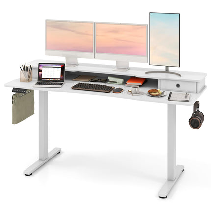 Dreamade Electric Standing Desk with 2 Drawers, 63" x 24"