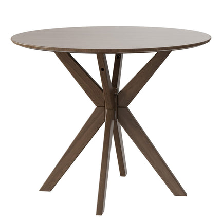 Dreamade 36 Inch Round Wood Dining Table with Intersecting Pedestal Base