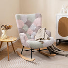 Dreamade Rocking Chair Nursery Teddy Upholstered Glider Rocker w/Ergonomic High Backrest