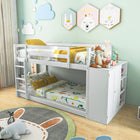 Dreamade Twin Over Twin Bunk Bed with Storage Shelves, Solid Wood Bunk Bed Frame with Convertible Bookcase & Ladder, White