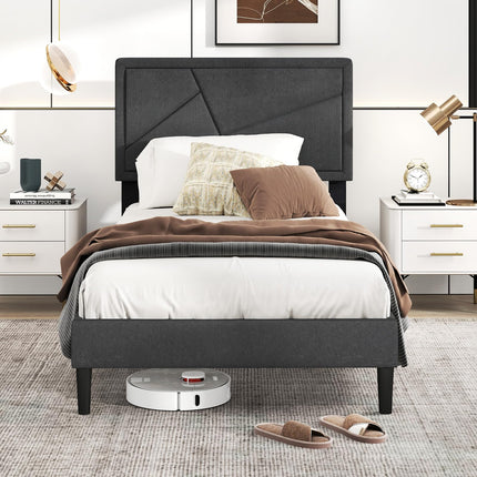 Modern Queen/Full/Twin Size Upholstered Platform Bed Frame with Geometric Tufting Headboard