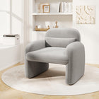 Dreamade Modern Accent Chair for Living Room, Sherpa Fabric Upholstered Armchair w/Waist Pillow, Comfy Reading Chair w/Armrests
