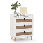 Dreamade Rattan Nightstand, Boho 2/3-Drawer Dresser with 4 Solid Wood Legs