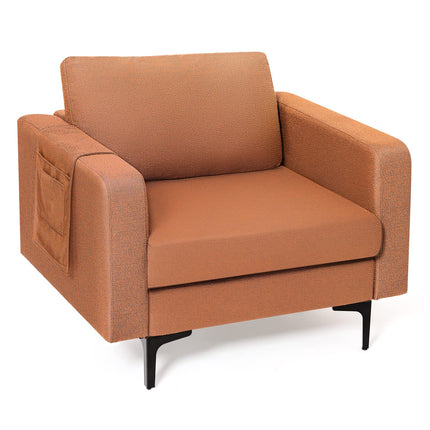 Dreamade Modern Accent Chair w/Comfy Thick Cushion, Magazine Pockets