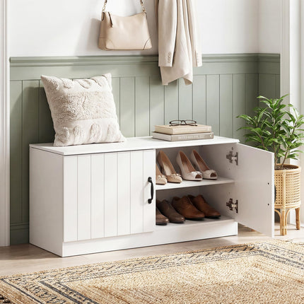 Dreamade 2-Door Shoe Storage Bench Wooden Entryway Bench