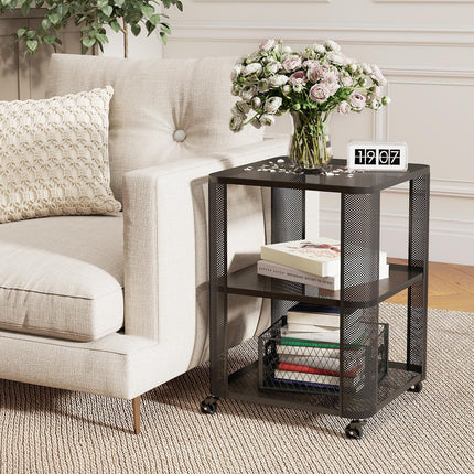 Dreamade 3-Tier End Table | Rolling Side Table w/Open Storage Shelves (1/2)