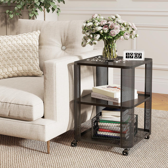 Dreamade 3-Tier End Table | Rolling Side Table w/Open Storage Shelves (1/2)