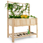 Dreamade Wood Planter with Trellis, Standing Raised Garden Bed