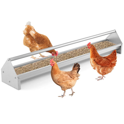 Dreamade Chicken Feeding Trough 45" Long - Heavy Duty Galvanized Steel Chicken Feeder