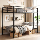 Dreamade Heavy-Duty Metal Bunk Bed Full Over Full with Ladder & Full Length Safety Guardrail