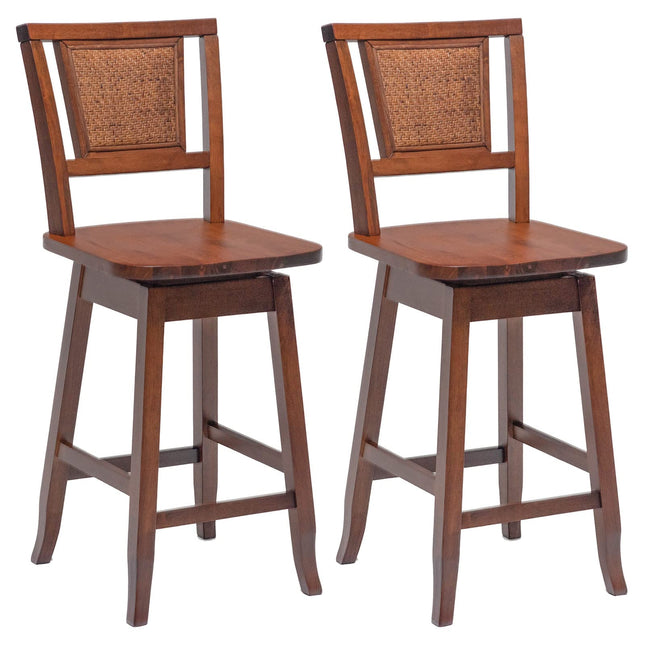 Dreamade 24.5 Inch Counter Height Bar Stool with Rattan Back