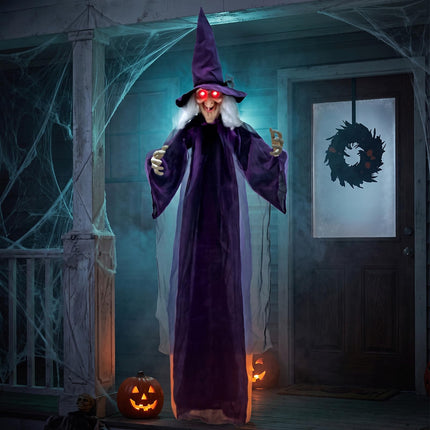 DREAMADE 6 FT Halloween Animatronic Hanging Sound Activated Witch