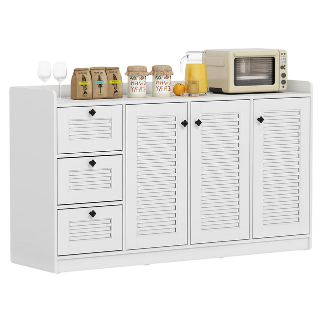 Dreamade 63'' Buffet Cabinet with Storage Modern Sideboard Cabinet with 3 Doors & 3 Pull-Out Drawers