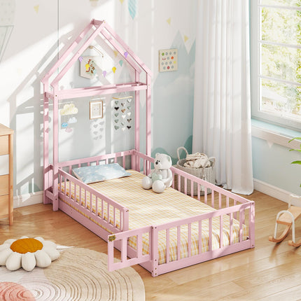 Dreamade Twin House Floor Bed for Kids