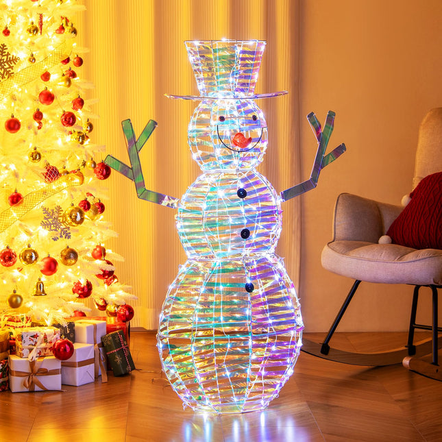 Dreamade 4 FT Lighted Christmas Snowman, Light-up Xmas Holiday Decoration with 100 LED Lights