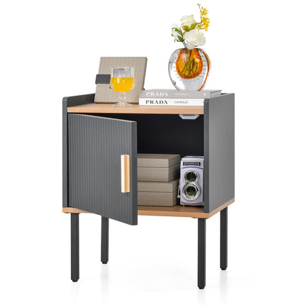 Dreamade Nightstand with Storage, Bedside Table with Single Door Cabinet, Small Space, Gray