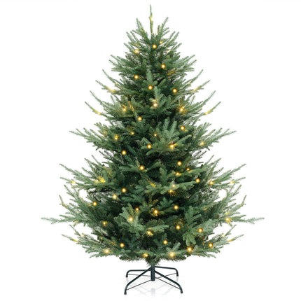 Dreamade 6ft Faux Hinged Xmas Full Tree with 240 Warm White LED Lights, 778 Branch Tips
