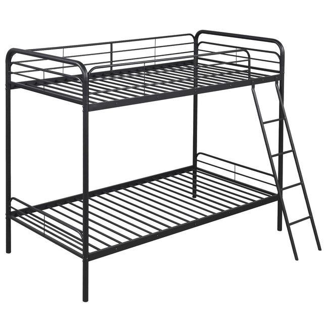 Dreamade Metal Bunk Bed Twin Over Twin, Heavy Duty Twin Bunk Beds with Inclined Ladder & Safety Guardrails