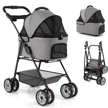 Dreamade 3-in-1 Pet Stroller with Detachable Carrier for Small & Medium Pets