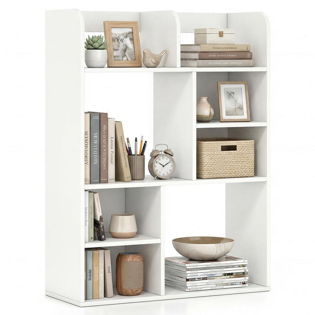 Dreamade 3-Tier Desktop Bookshelf | 23.5" Desk Hutch Dorm with 8 Open Storage Cubes