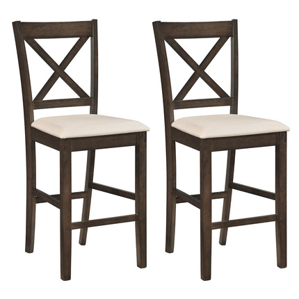 Dreamade 24" Farmhouse Bar Stools | Cross Back Counter Height Chairs with Padded Linen Upholstered Seat (2/4)