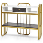 Dreamade Console Table for Entryway, Sofa Table with Drawer, Storage Shelf, Metal Frame(Gold)