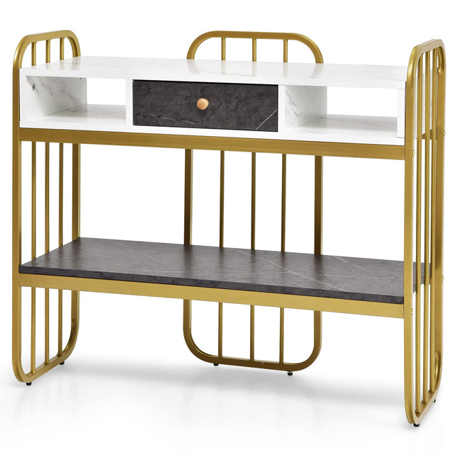 Dreamade Console Table for Entryway, Sofa Table with Drawer, Storage Shelf, Metal Frame(Gold)