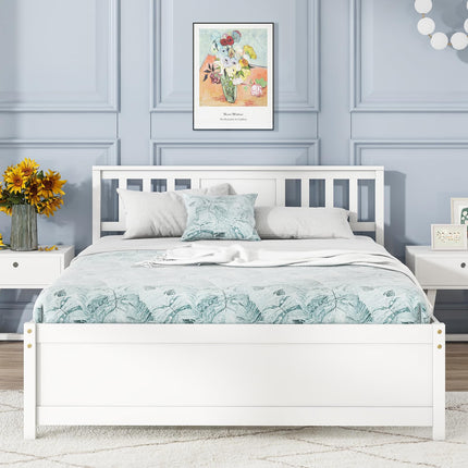 Dreamade Solid Wood Platform Bed Frame, Mid Century Full Bed Frame with Headboard