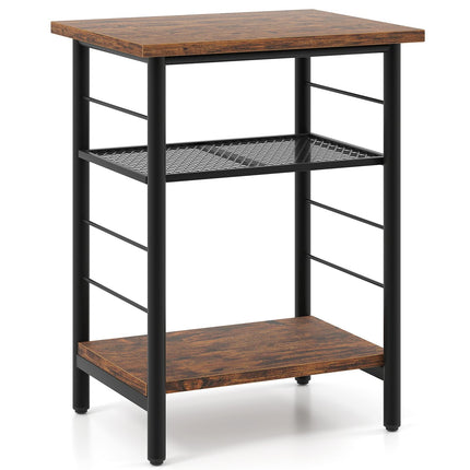 Dreamade 3-Tier Side Table with Adjustable Mesh Shelf