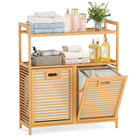 Dreamade Double Tilt Out Laundry Hamper w/2-Tier Storage Shelf