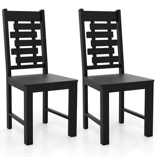 Dreamade Wooden Dining Chairs Set 100% Solid Rubber Wood Kitchen Chair with High & Tilted Backrest