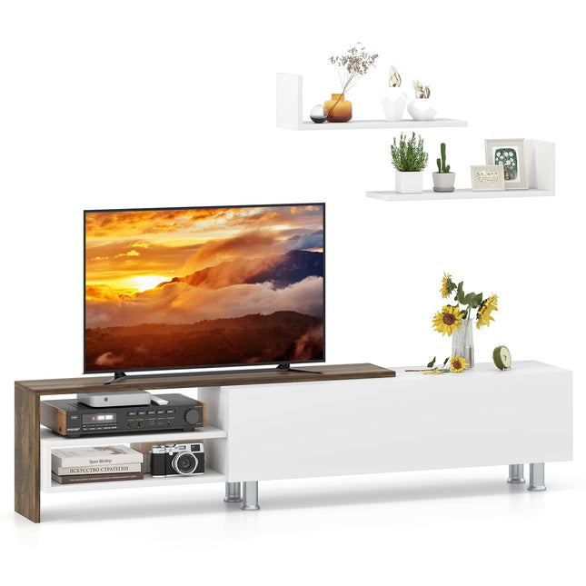 Dreamade 80 Inch TV Stand and 2 Floating Shelves Set