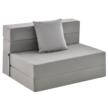 Dreamade 6 Inch Folding Sofa Bed Couch with Pillow, Tri-fold Mattress with High-Density Foam, Dark Grey