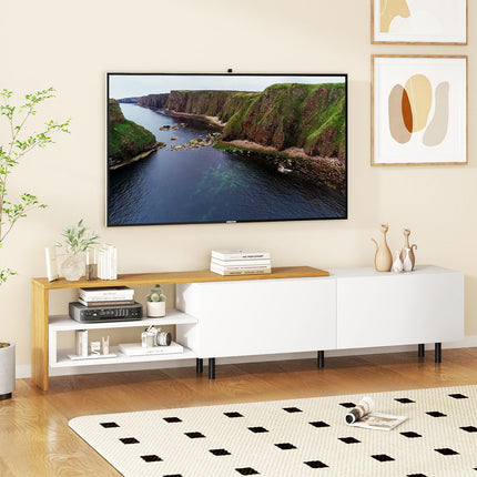 Dreamade Modern TV Stand for 80 Inches TVs with Storage Shelves and Cabinets