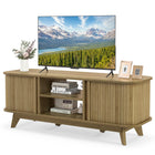 Dreamade TV Stand for 55-Inch TV, Entertainment Center with Dual Sliding Doors, Enclosed Cabinets, Adjustable Shelf
