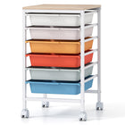 Dreamade 6-Drawer Rolling Storage Cart with Wooden Tabletop