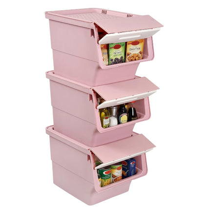 Dreamade Plastic Stackable Storage Bins with Lids & Wheels