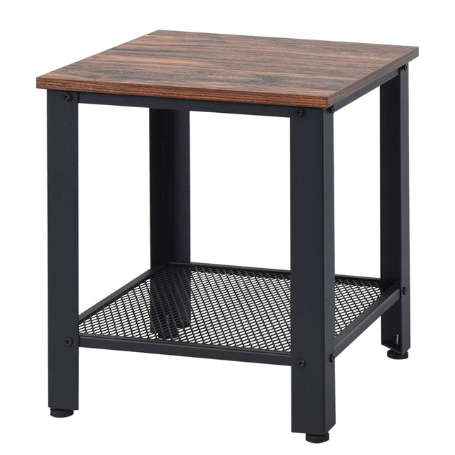 Dreamade Nightstand Side Table 2-Tier W/Adjustable Feet, Storage Shelf and Metal Frame