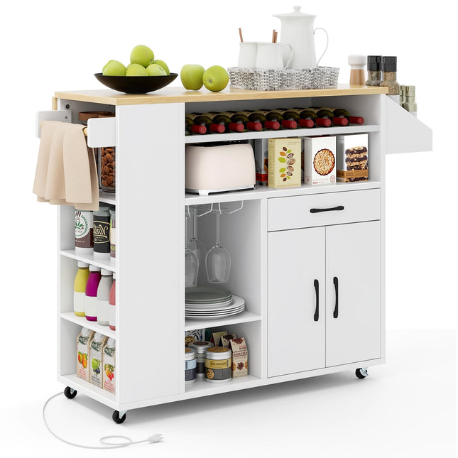 Dreamade Rolling Kitchen Island Cart w/Drop Leaf