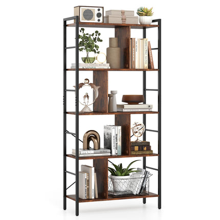 Dreamade 5-Tier Tall Bookshelf 61" Industrial Bookcase w/Metal Frame