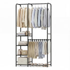 Dreamade Heavy-Duty Metal Clothing Rack with 2 Hanging Rods & 4 Storage Shelves